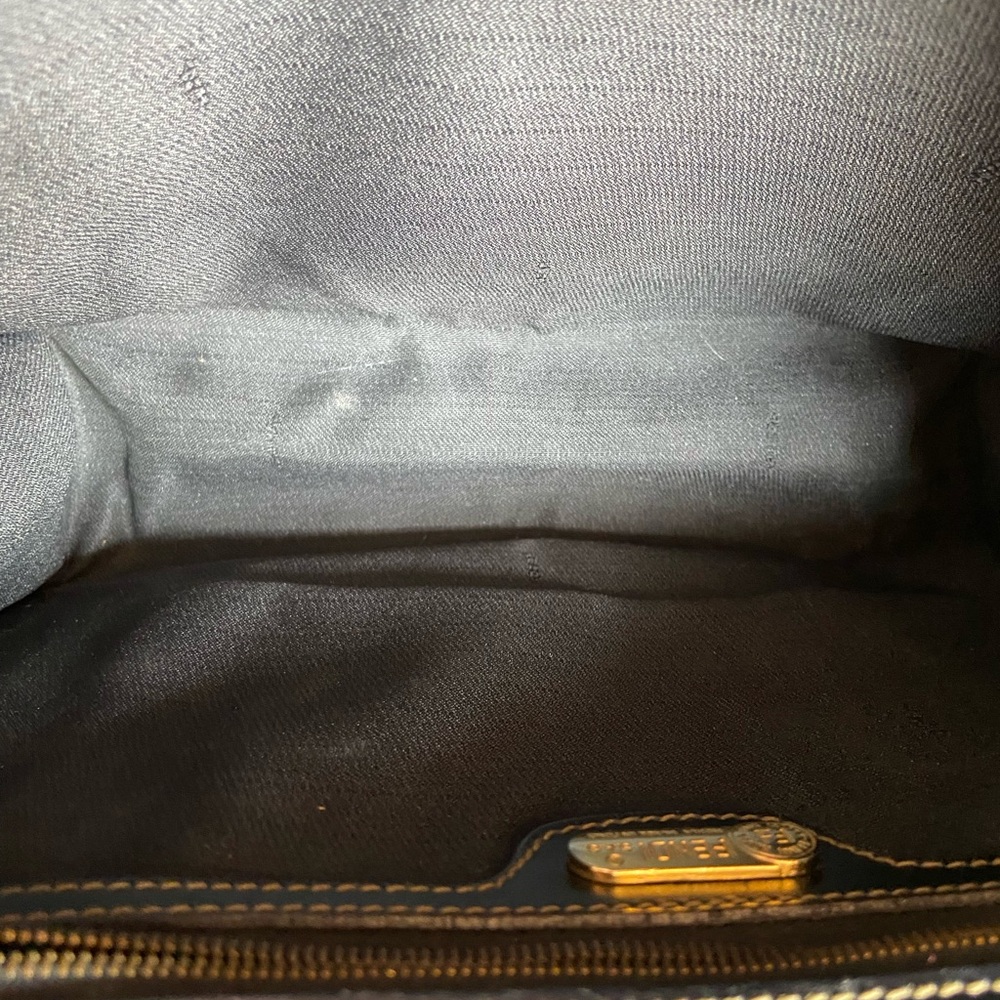 RARE Vintage 80s FENDI Pequin Stripe Crossbody Bag-Leather Letter Logo-SAS Roma - Picture 3 of 14